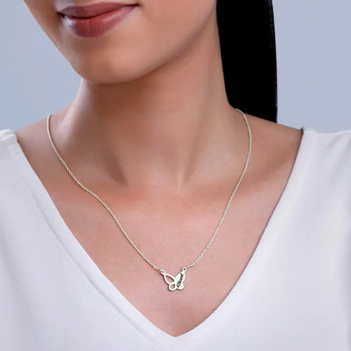 Silver Personalised Butterfly Necklace Giva