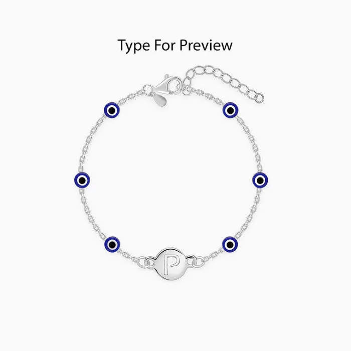 Silver Personalised Evil Eye Initial Bracelet Giva