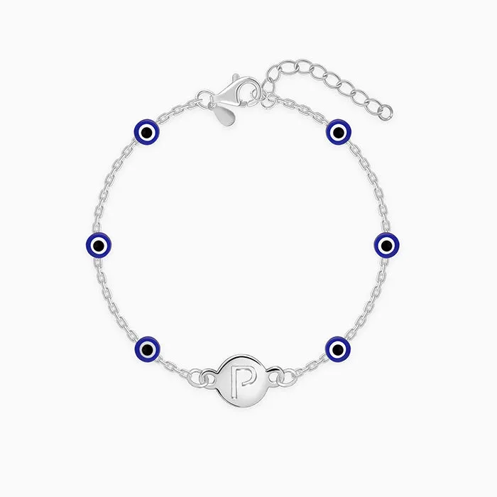 Silver Personalised Evil Eye Initial Bracelet Giva