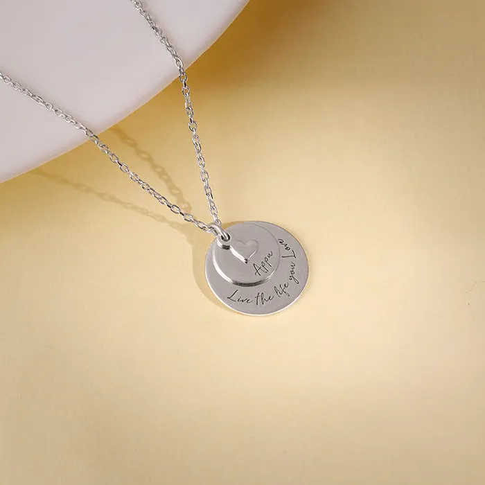Silver Personalised Layered Coins Name Necklace Giva