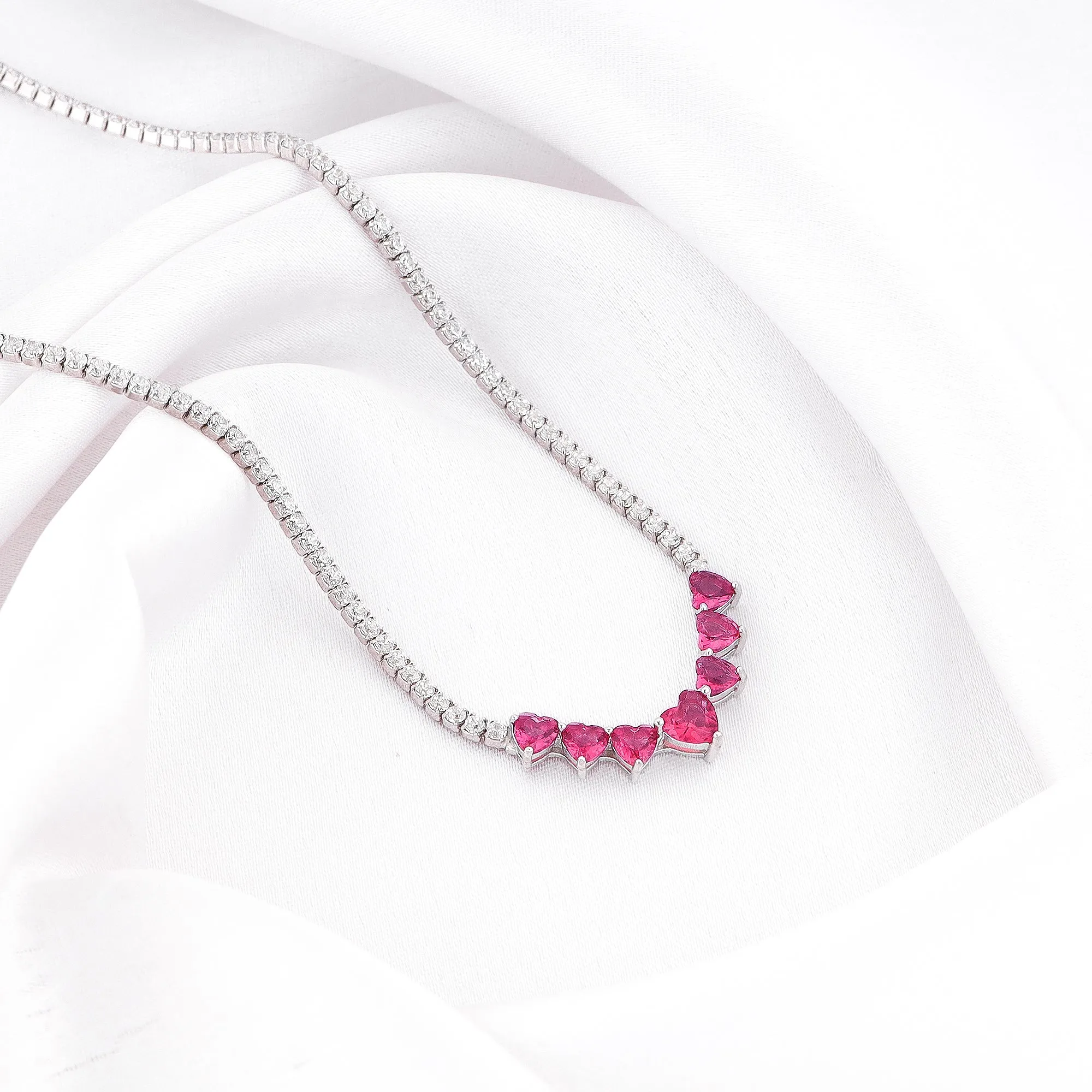 Silver Pink Heart Necklace Giva