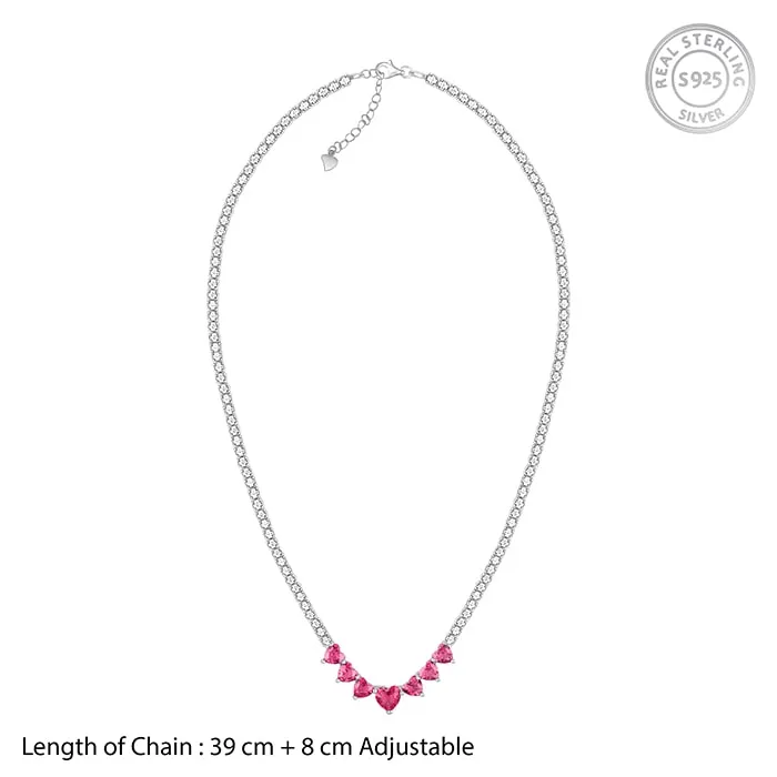 Silver Pink Heart Necklace Giva