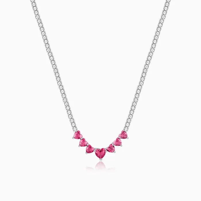 Silver Pink Heart Necklace Giva