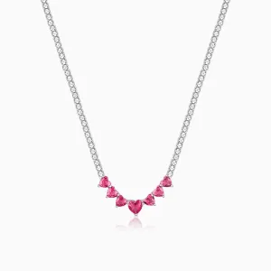 Silver Pink Heart Necklace Giva