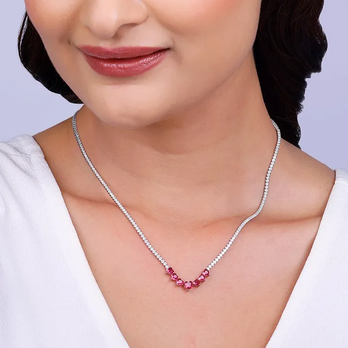 Silver Pink Heart Necklace Giva