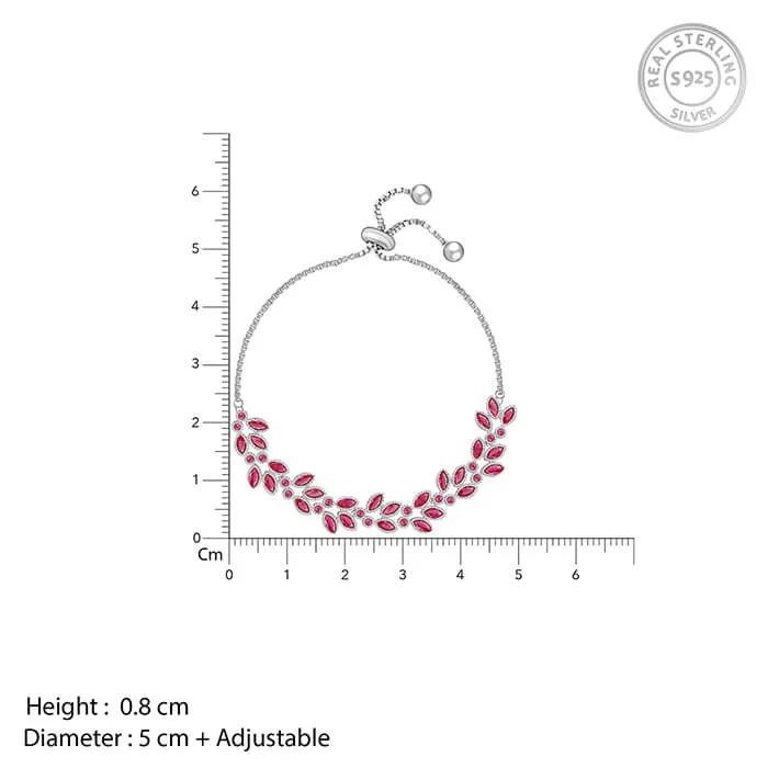 Silver Pink Leaf Bracelet Giva