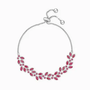 Silver Pink Leaf Bracelet Giva