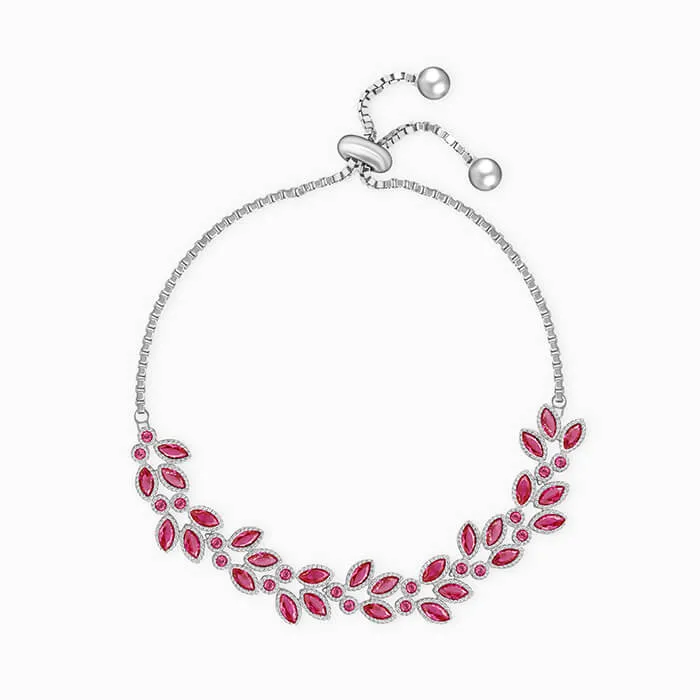Silver Pink Leaf Bracelet Giva