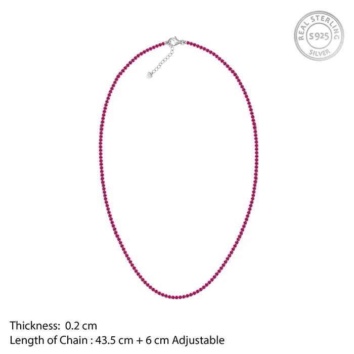 Silver Pink Whisper Tennis Necklace Giva