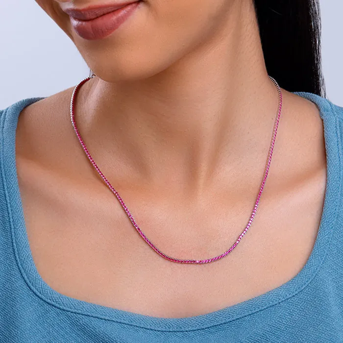 Silver Pink Whisper Tennis Necklace Giva