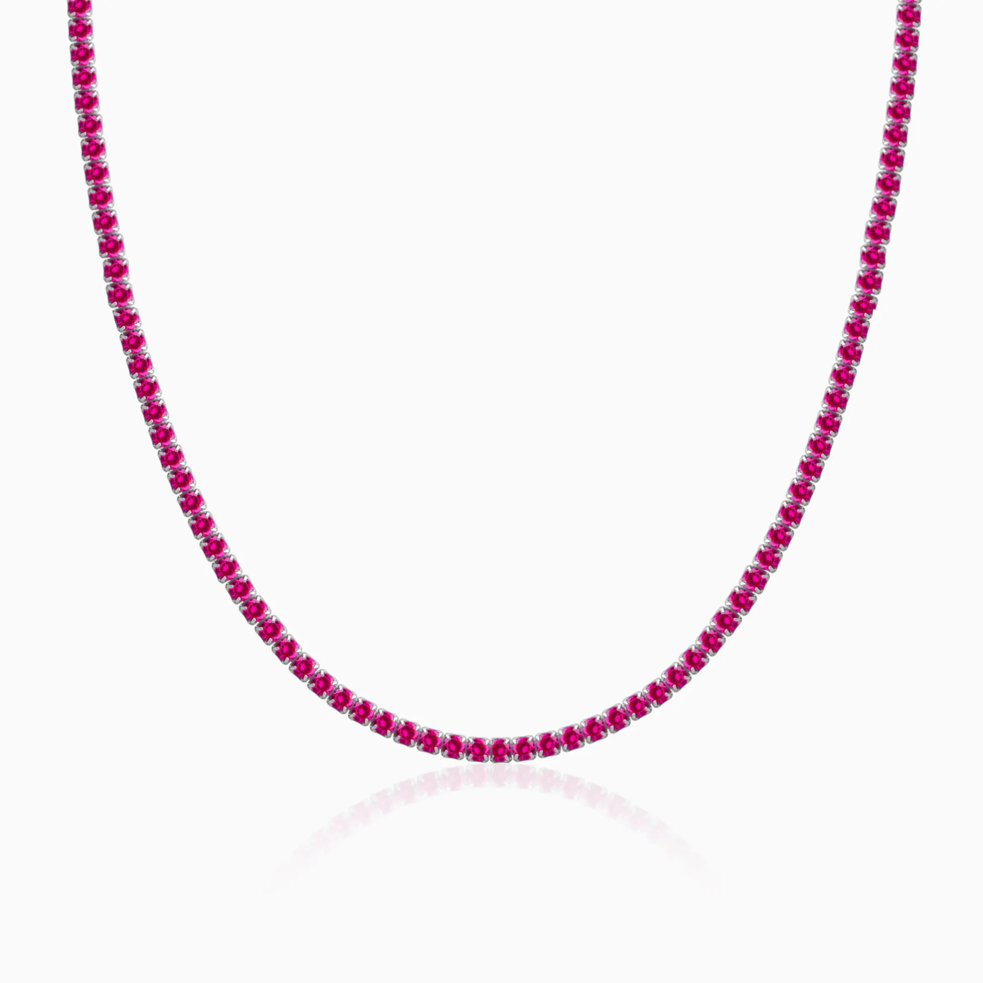Silver Pink Whisper Tennis Necklace Giva
