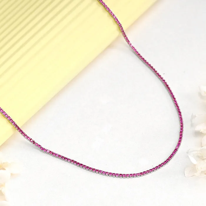 Silver Pink Whisper Tennis Necklace Giva