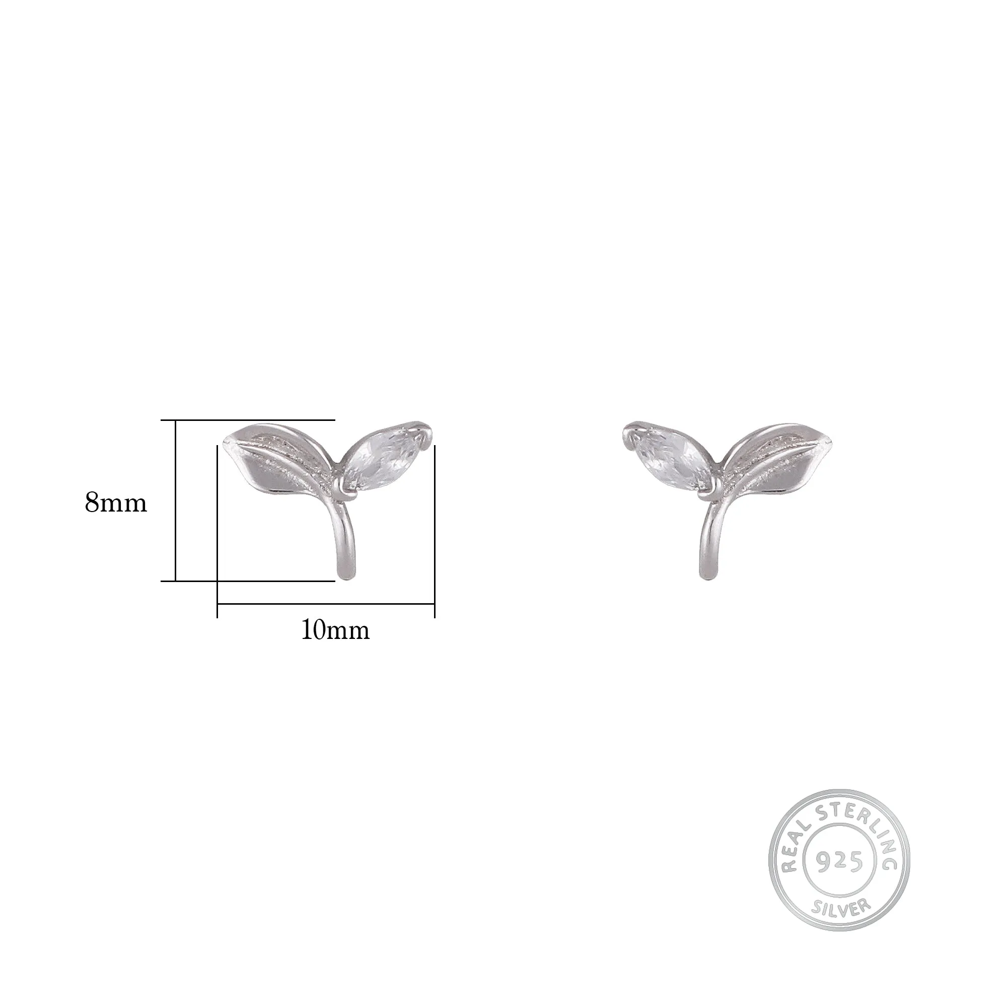 Silver Small Leaf Earrings Giva