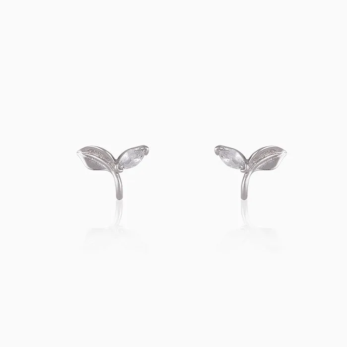 Silver Small Leaf Earrings Giva