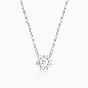 Silver Solitaire Floral Necklace Giva
