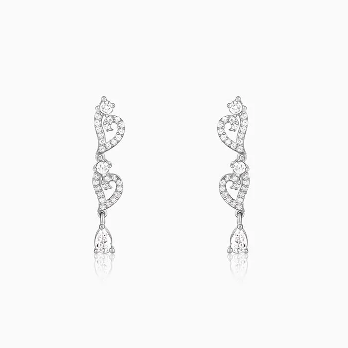 Silver Sparkling Love Story Earrings Giva