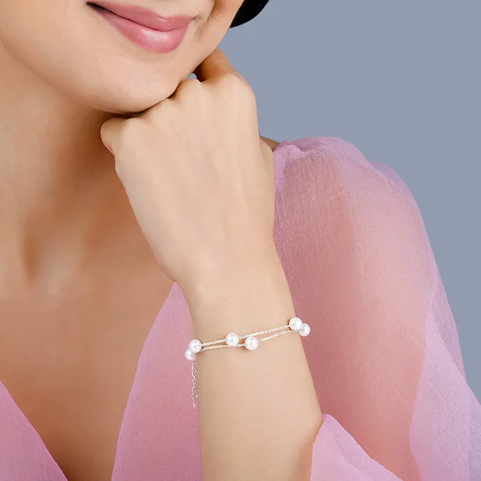 Silver String of Pearls Layered Bracelet Giva