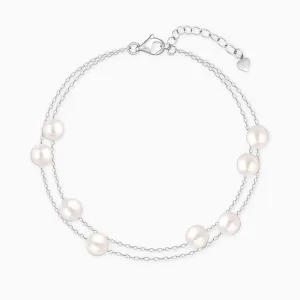 Silver String of Pearls Layered Bracelet Giva