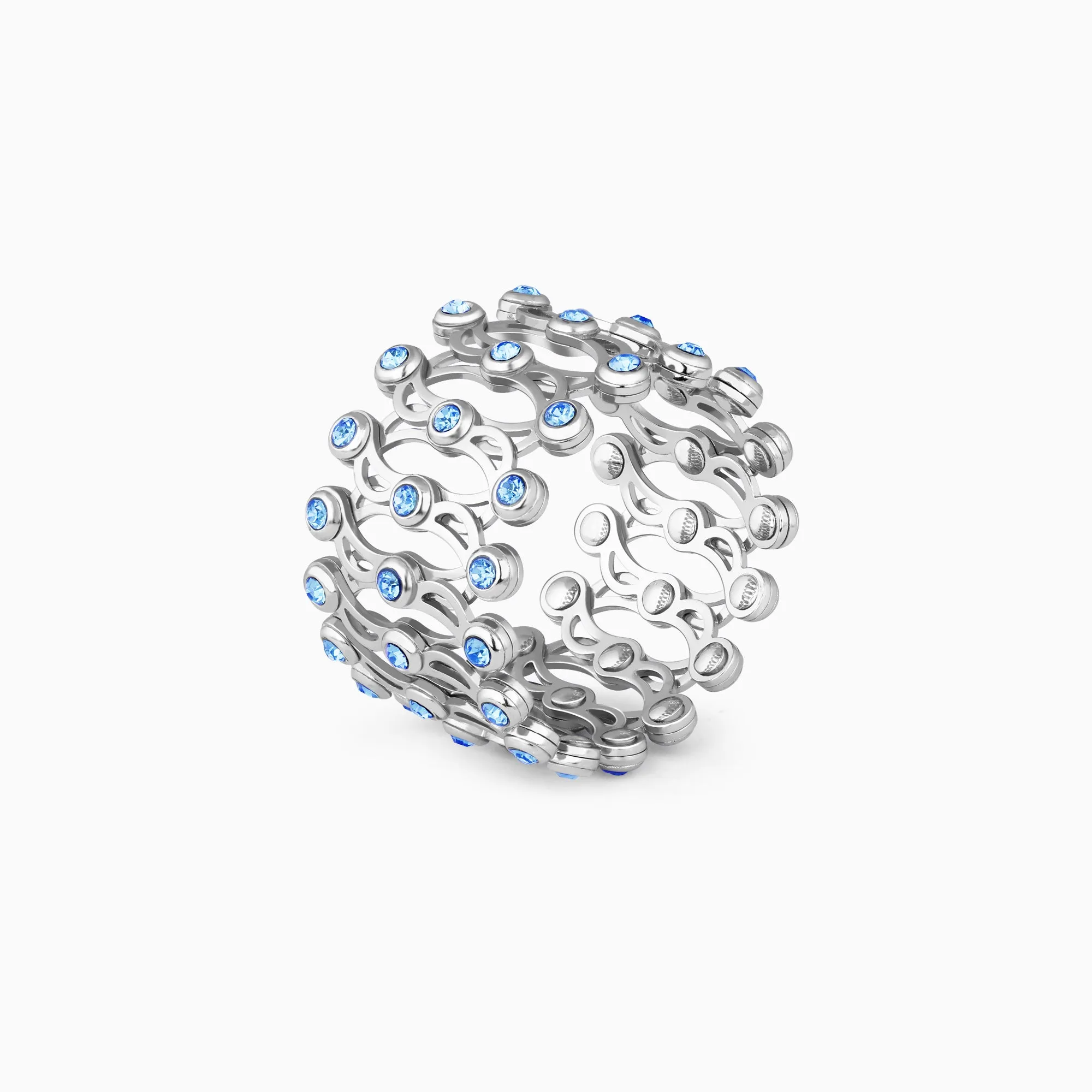 Silver Supple Bracelet with Aqua Blue Stones Giva