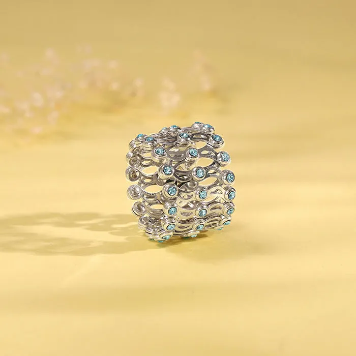 Silver Supple Bracelet with Aqua Blue Stones Giva