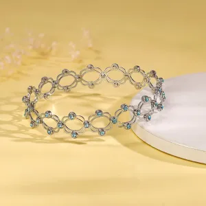 Silver Supple Bracelet with Aqua Blue Stones Giva