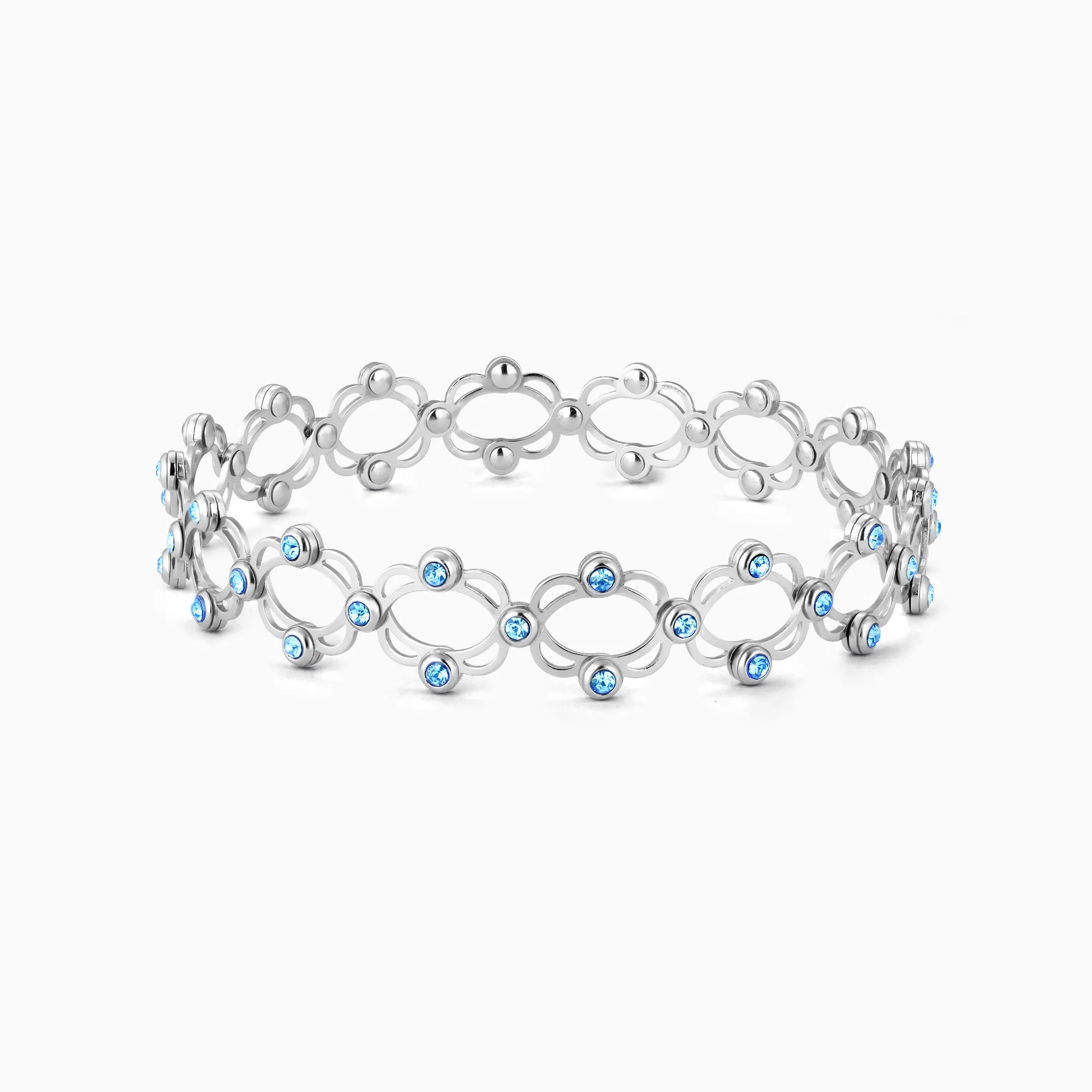 Silver Supple Bracelet with Aqua Blue Stones Giva
