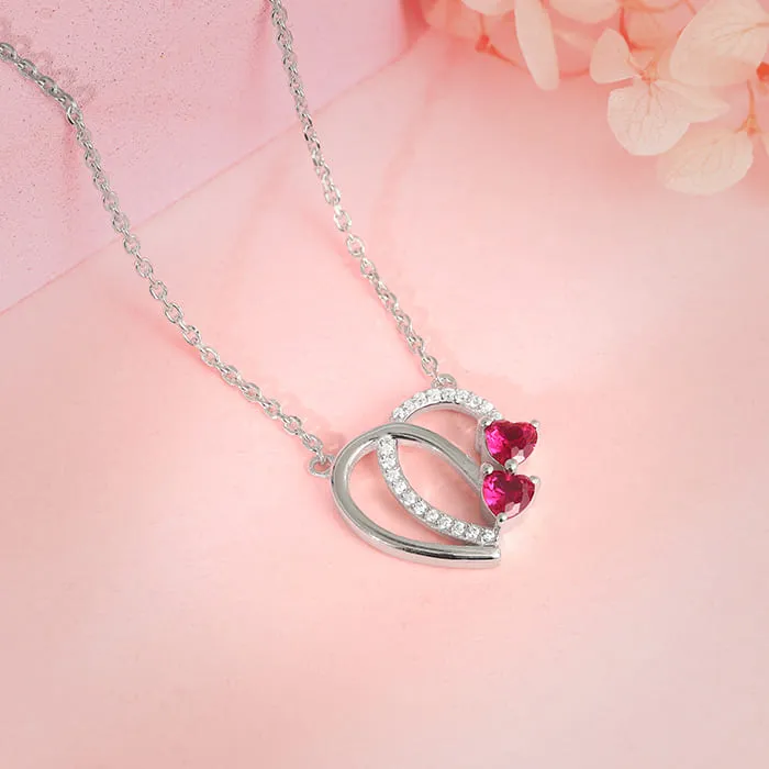 Silver Twin Hearts Necklace Giva