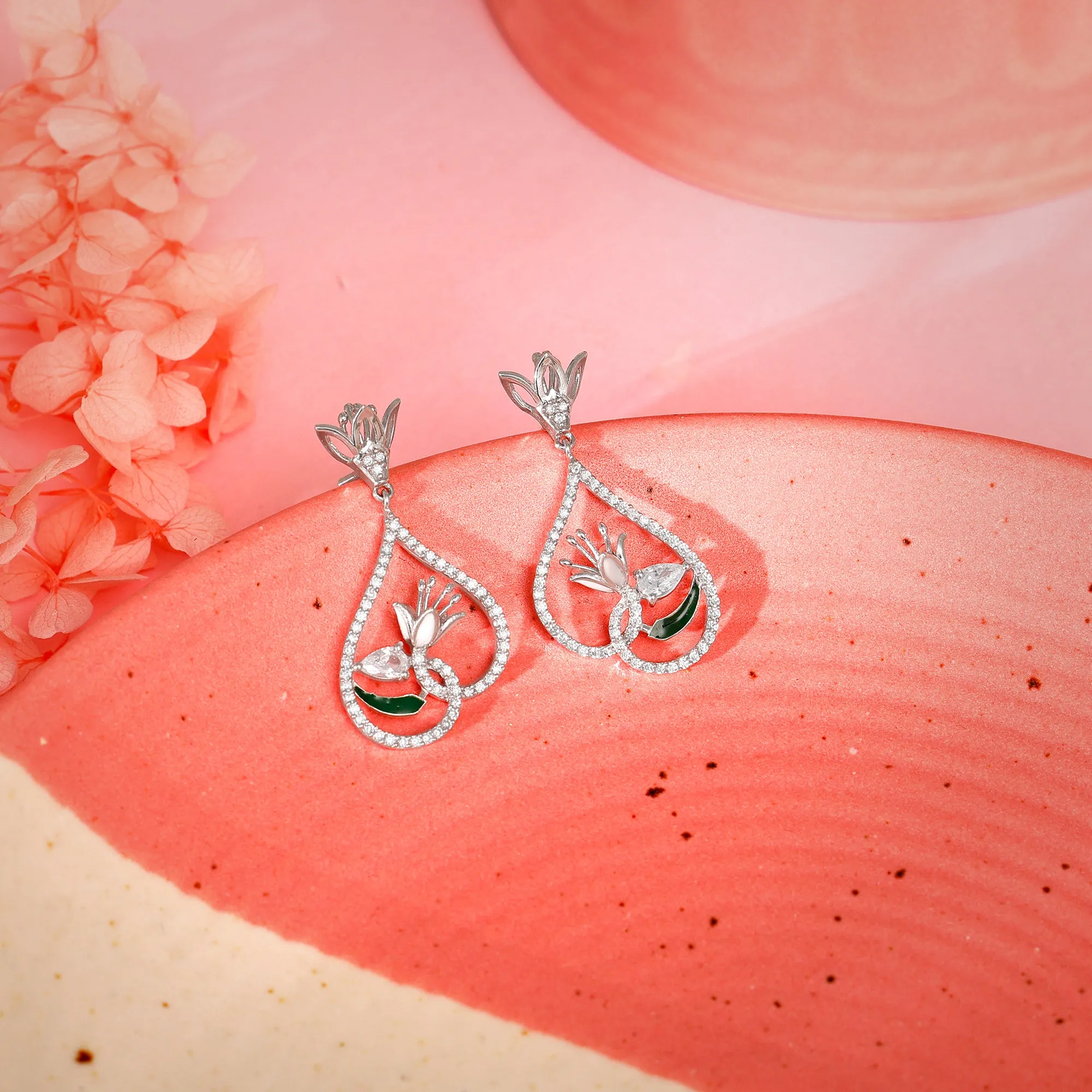 Silver White Musli Earrings Giva