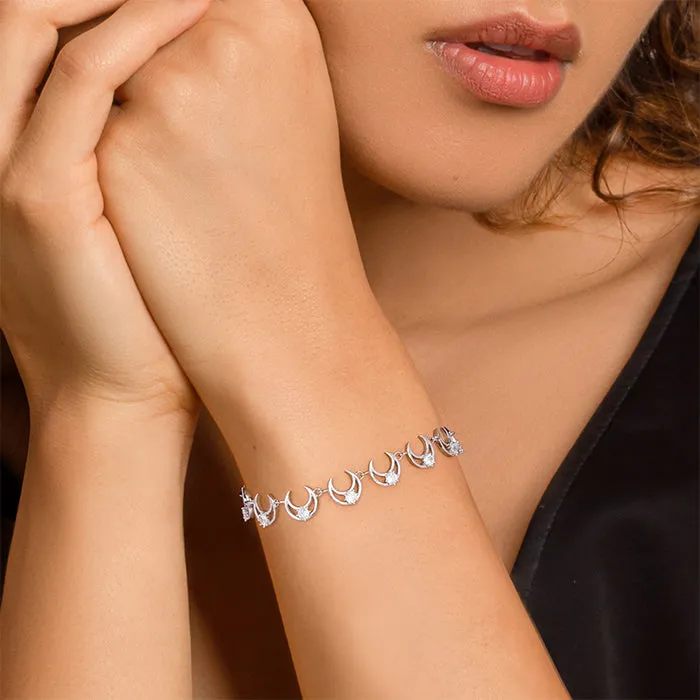 Silver Zircon Crescent Moonlit Bracelet Giva