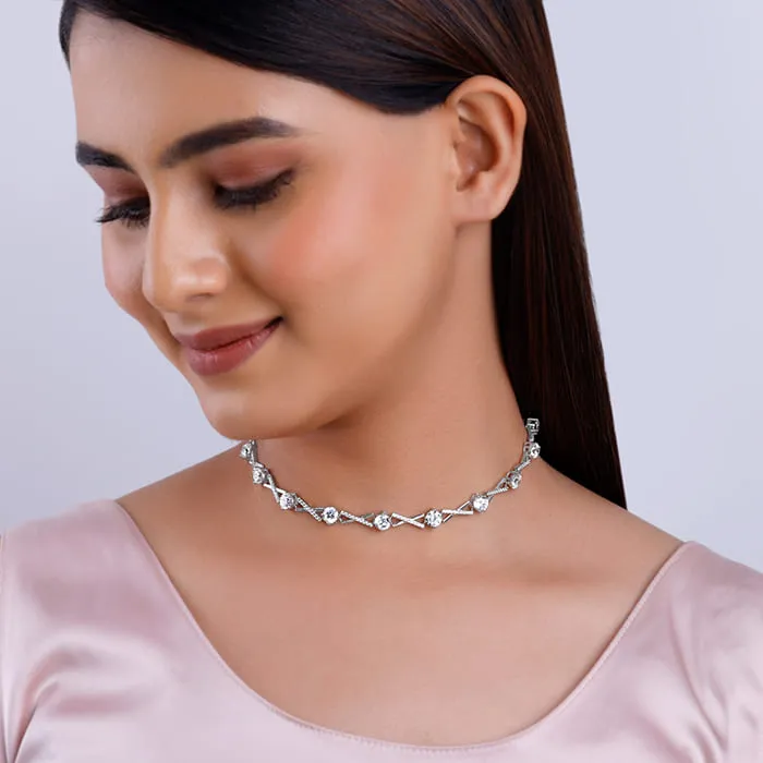 Silver Zircon Excess Necklace Giva