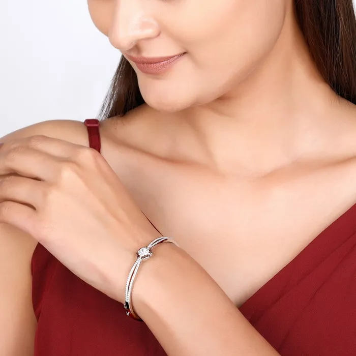 Silver Zircon Flower Bracelet Giva