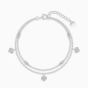 Silver Zircon Heart Charm Bracelet Giva