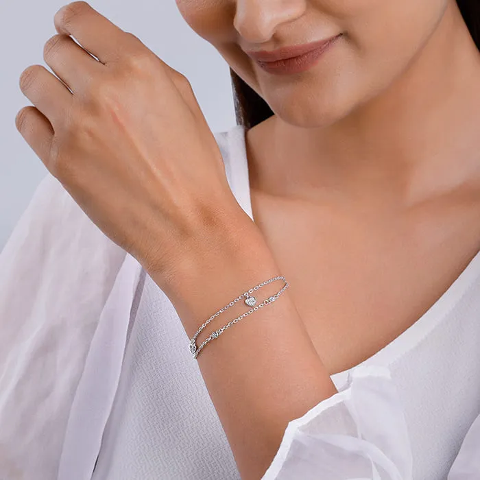 Silver Zircon Heart Charm Bracelet Giva