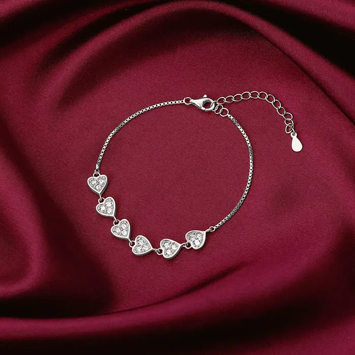 Silver Zircon Heart String Bracelet Giva
