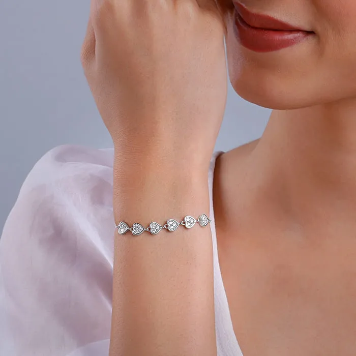 Silver Zircon Heart String Bracelet Giva