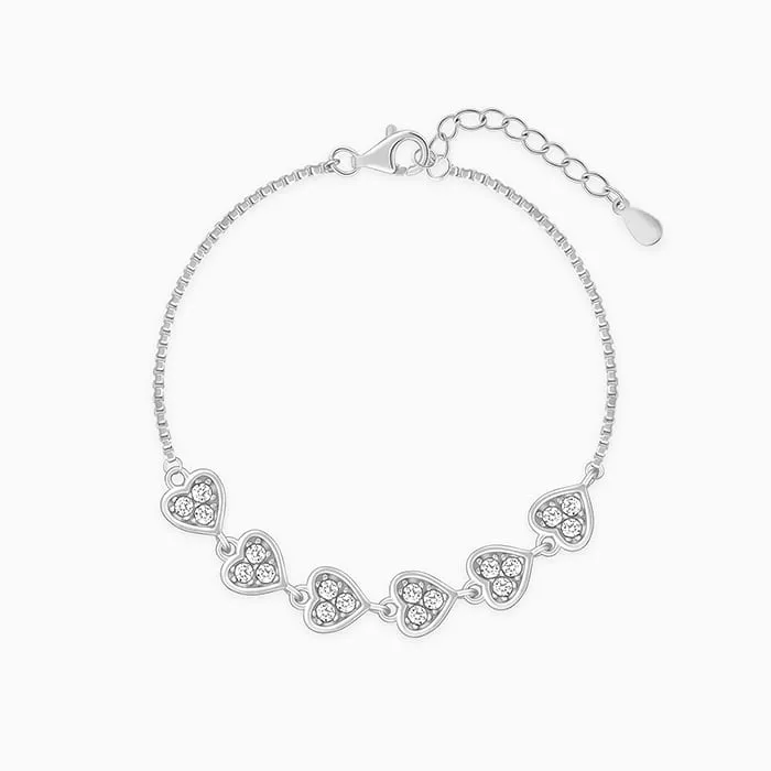 Silver Zircon Heart String Bracelet Giva