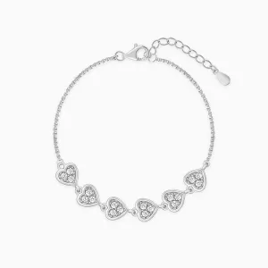 Silver Zircon Heart String Bracelet Giva