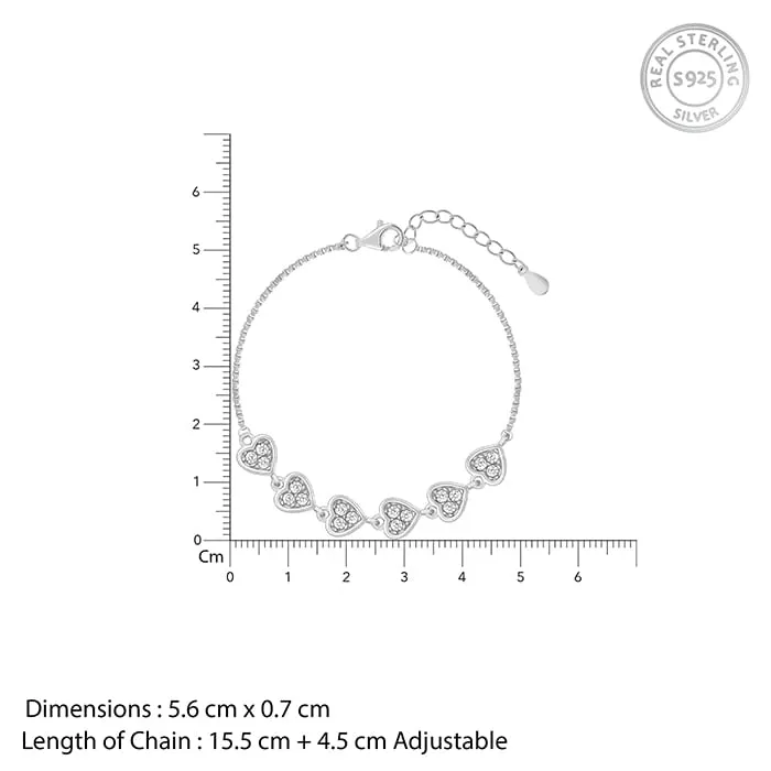 Silver Zircon Heart String Bracelet Giva