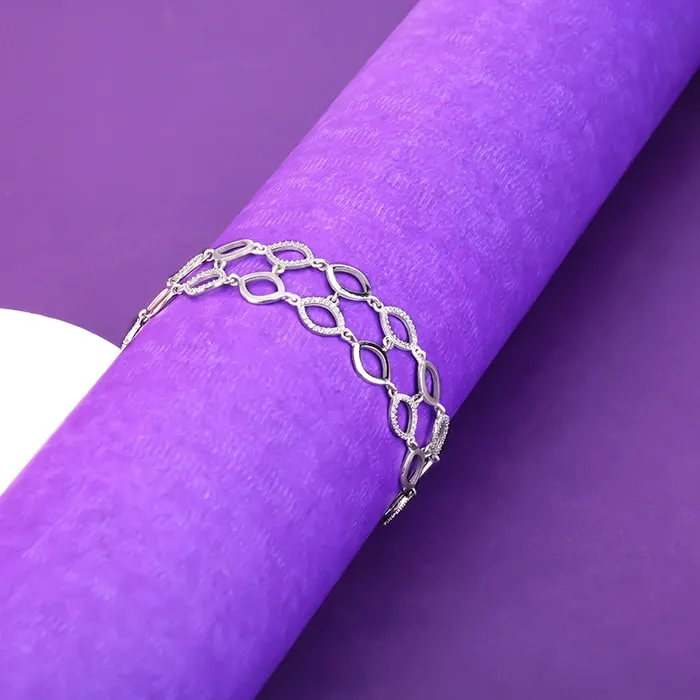 Silver Zircon Studded Marquis Bracelet Giva