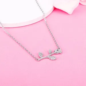 Silver Zircon Studded Rose Necklace Giva