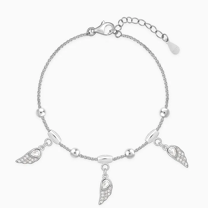 Silver Zircon Winged Charm Bracelet Giva