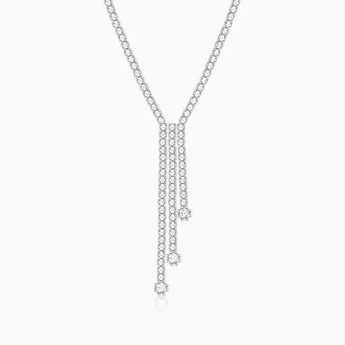 Silver Zirconia Lariat Necklace Giva