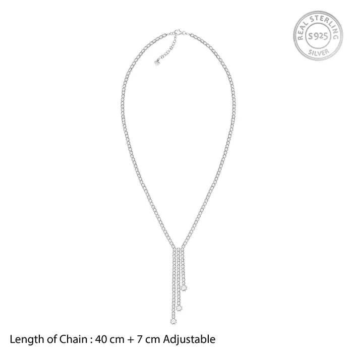Silver Zirconia Lariat Necklace Giva