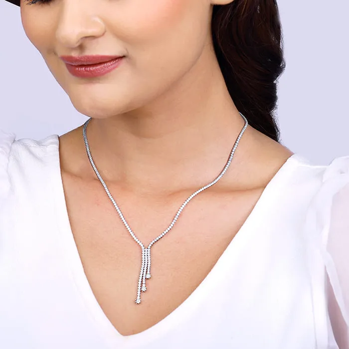 Silver Zirconia Lariat Necklace Giva