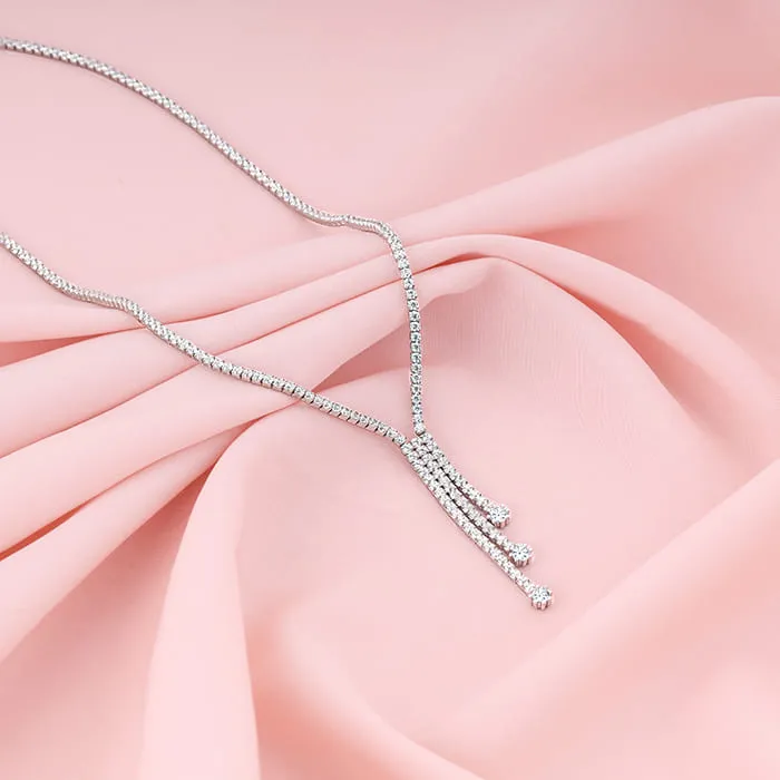 Silver Zirconia Lariat Necklace Giva