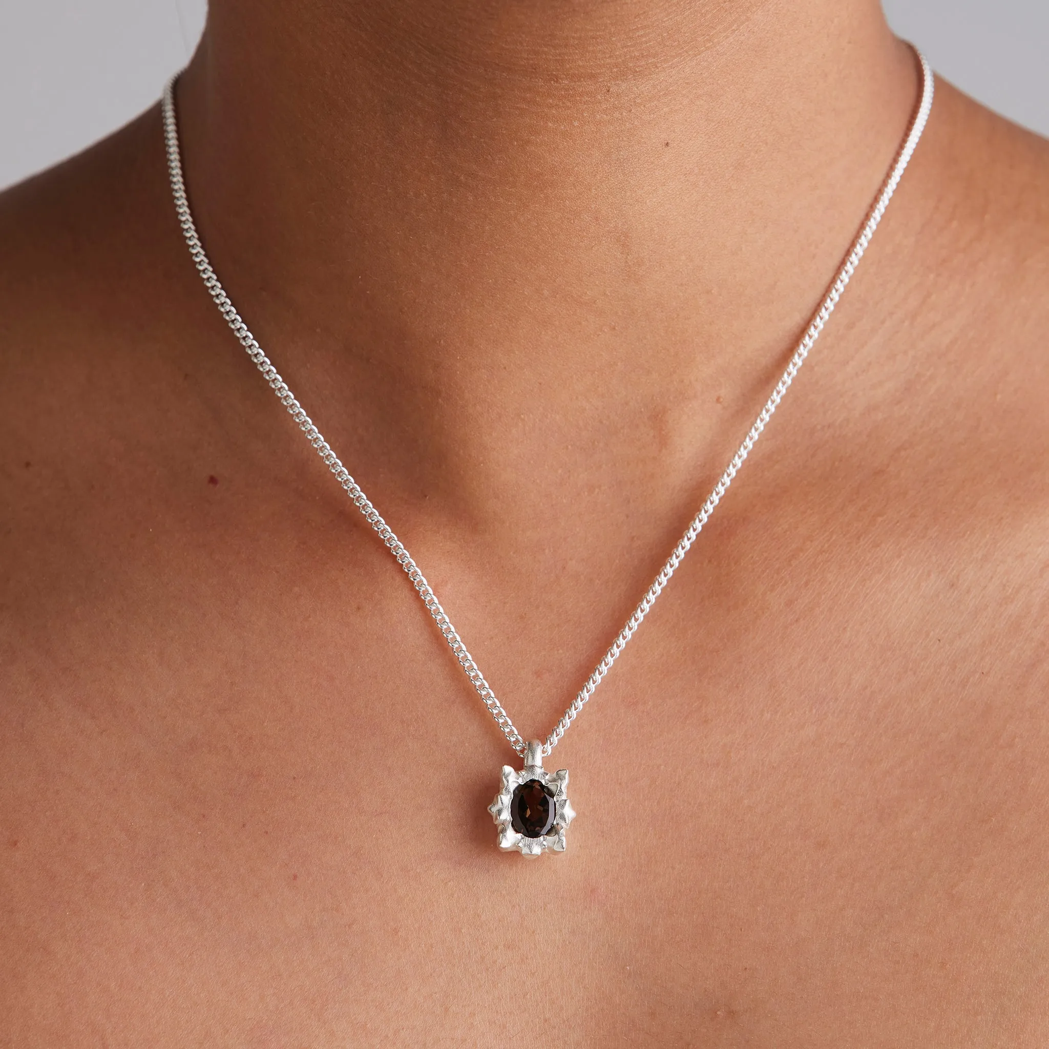 Solar Smokey Quartz Necklace Pieces of Eight
