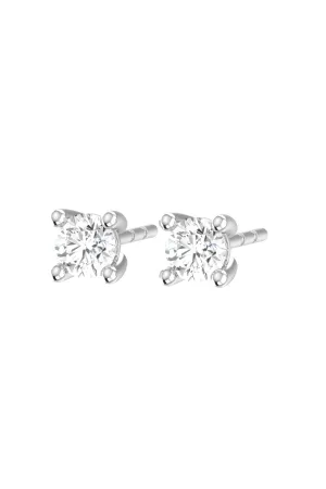 Solitaire 18K White Gold Earrings w. Lab-Grown Diamonds