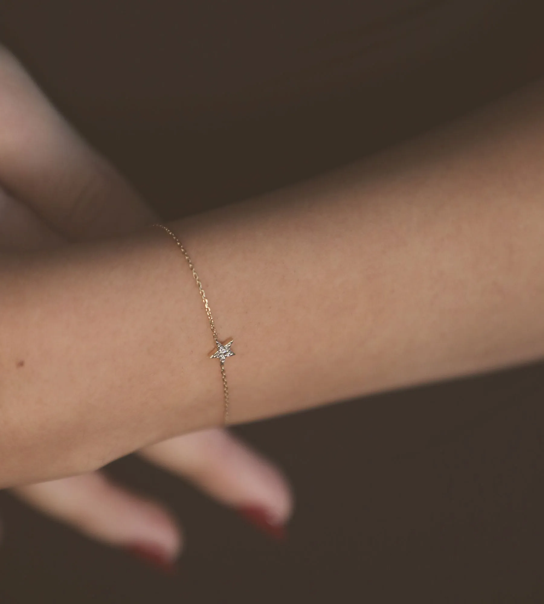 Star 18K Gold Bracelet w. Diamonds