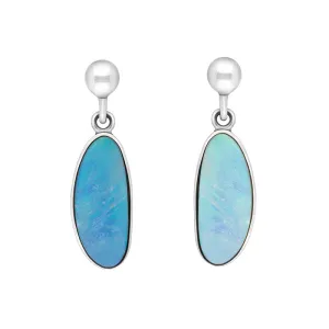 Sterling Silver Abstract Oval Opal Doublet Drop Earrings D