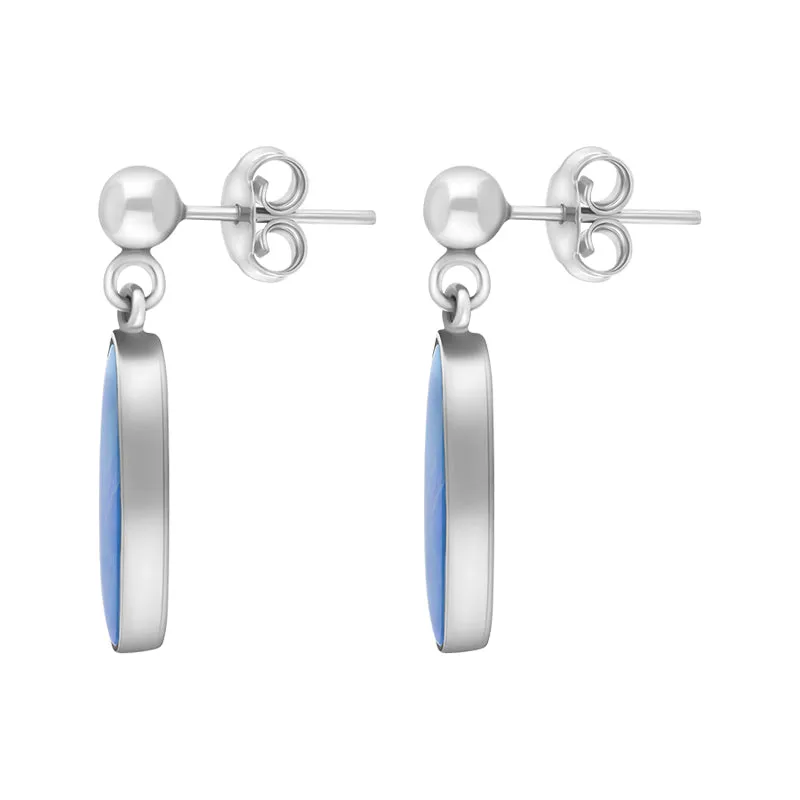 Sterling Silver Abstract Oval Opal Doublet Drop Earrings D